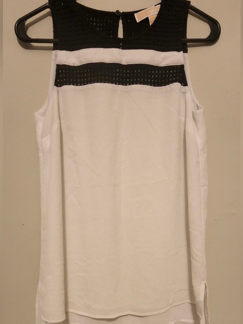 Michael Kors Sleeveless Crochet Open-Work Top Xs